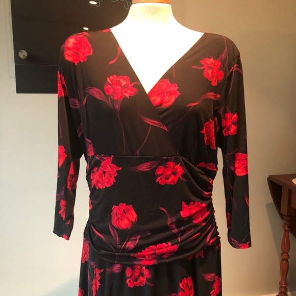New with tags Black Dress with red floral design - Picture 4 of 13